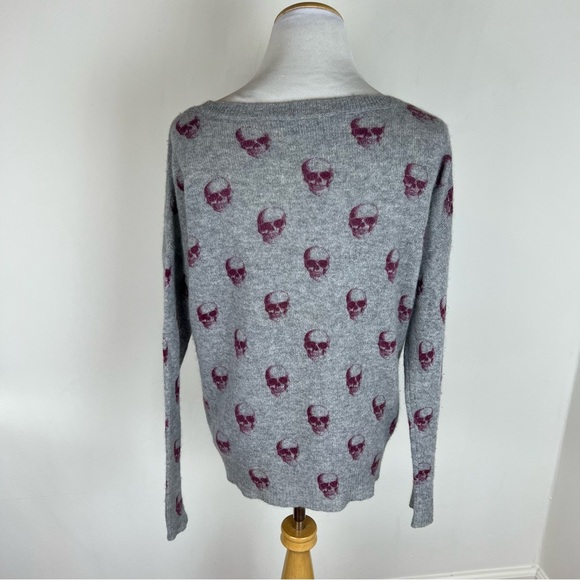 Skull Cashmere 100% Cashmere Printed Sweater Gray Size S - Picture 2 of 5